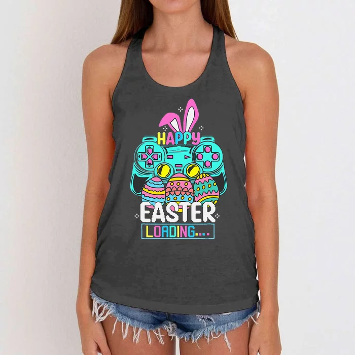 Video Game Easter Bunny Gaming Controller Gamer Women's Knotted Racerback Tank