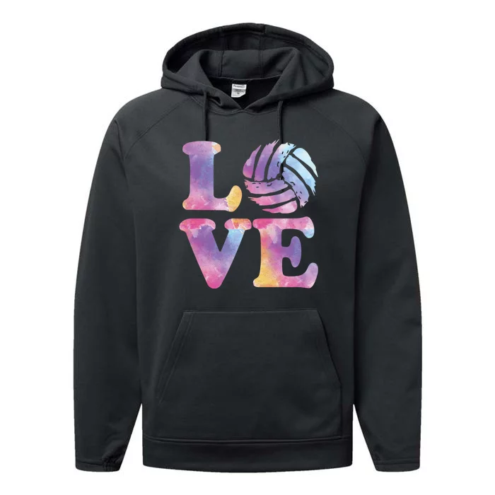 Volleyball Gift For Teen Girls Women Love Volleyball Gift Performance Fleece Hoodie