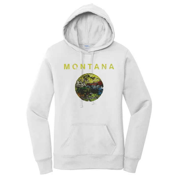 Vintage Grunge Flag Of Montana Patriotic Matching Group Women's Pullover Hoodie