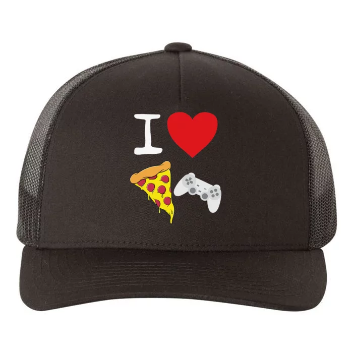 Video Games funny Love Pizza Cheese Slice Yupoong Adult 5-Panel Trucker Hat