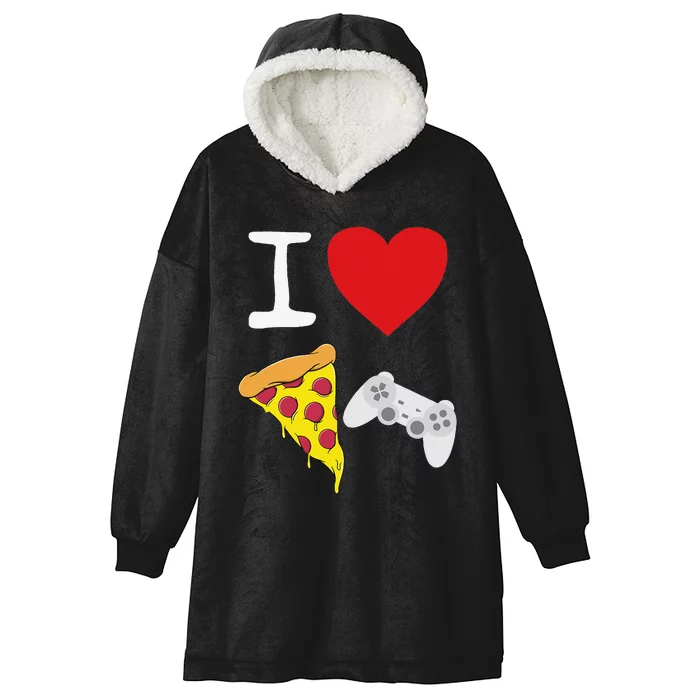 Video Games funny Love Pizza Cheese Slice Hooded Wearable Blanket