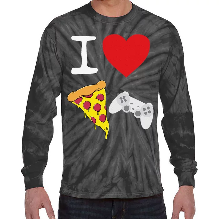 Video Games funny Love Pizza Cheese Slice Tie-Dye Long Sleeve Shirt