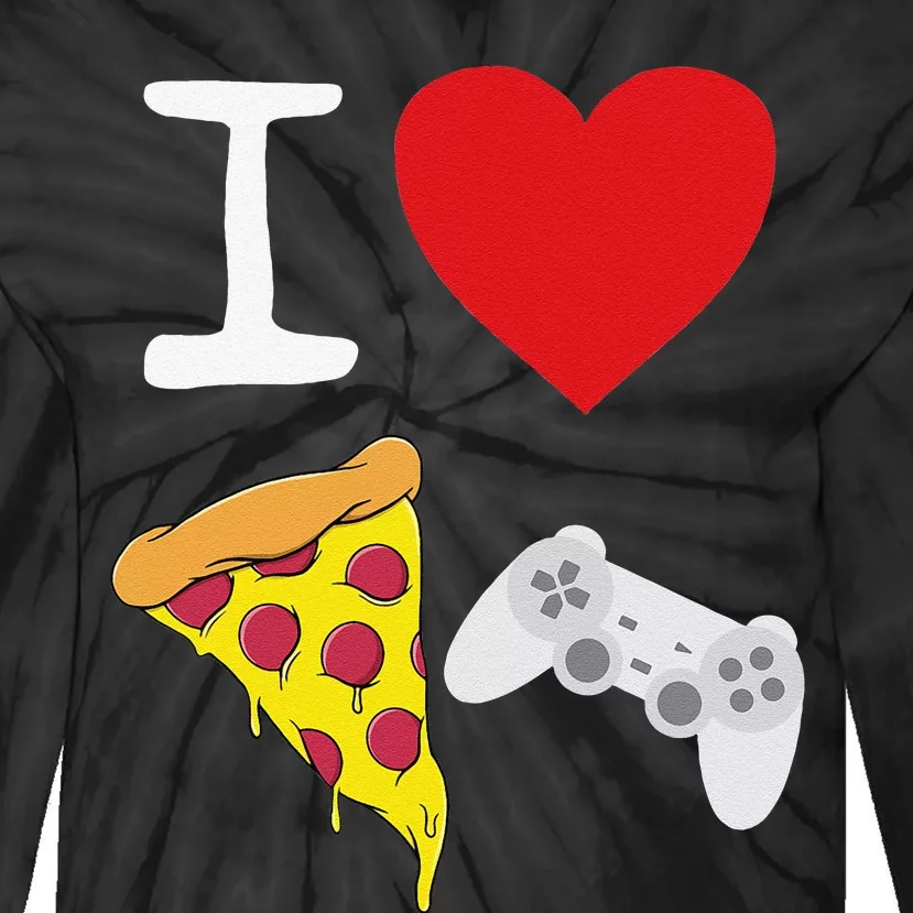 Video Games funny Love Pizza Cheese Slice Tie-Dye Long Sleeve Shirt