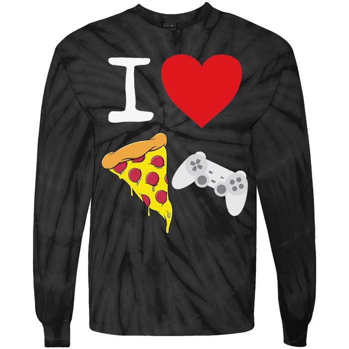 Video Games funny Love Pizza Cheese Slice Tie-Dye Long Sleeve Shirt