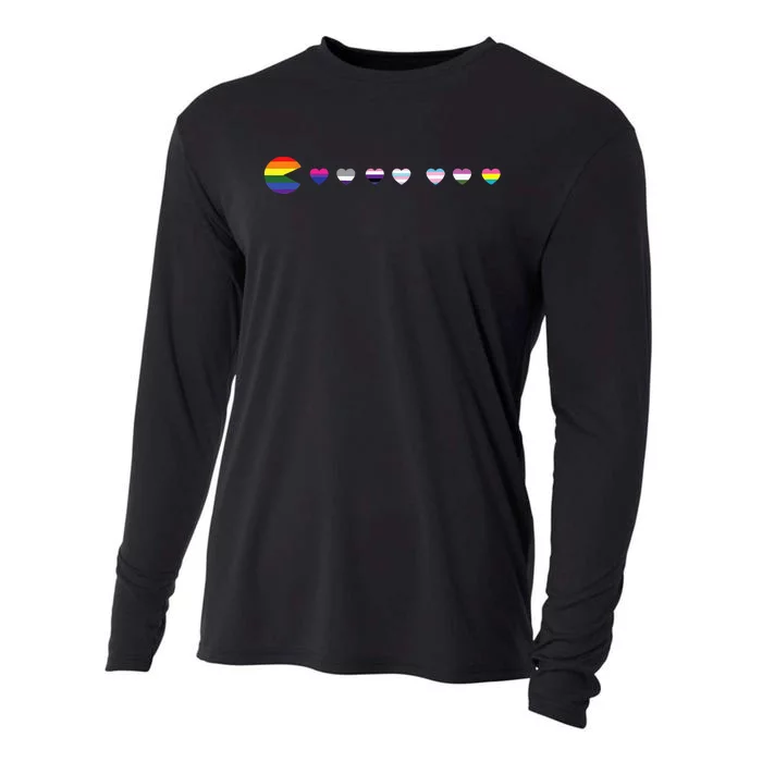 Video Game Funny Gaming LGBT Q Ally Pride Flag Gamer Cooling Performance Long Sleeve Crew