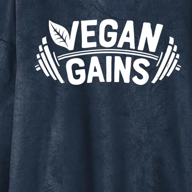 Vegan Gains For Men Women Vegetarian Funny Gym Wear Hooded Wearable Blanket