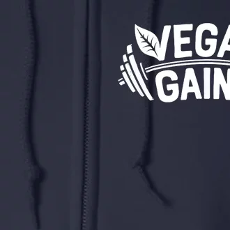 Vegan Gains For Men Women Vegetarian Funny Gym Wear Full Zip Hoodie