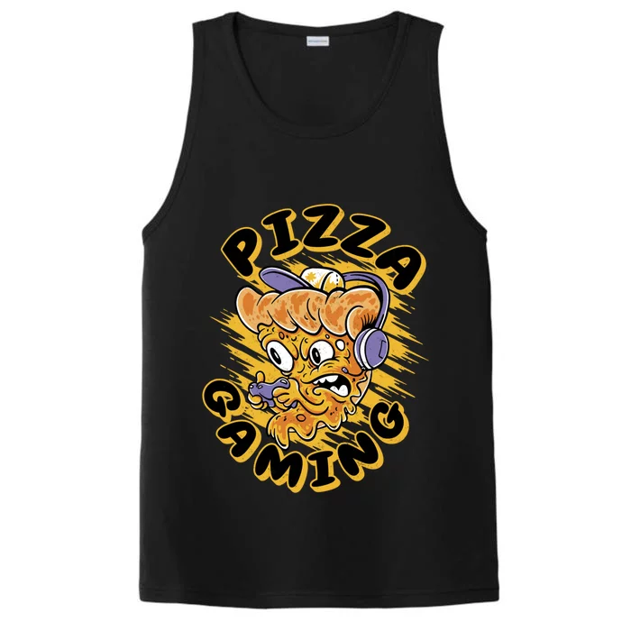 Video Gaming Funny Pizza Gamer Gift Performance Tank