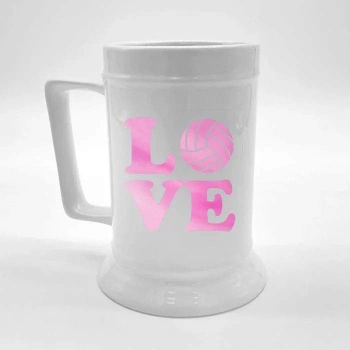 Volleyball Gift For Teen Women Love Volleyball Gift Front & Back Beer Stein