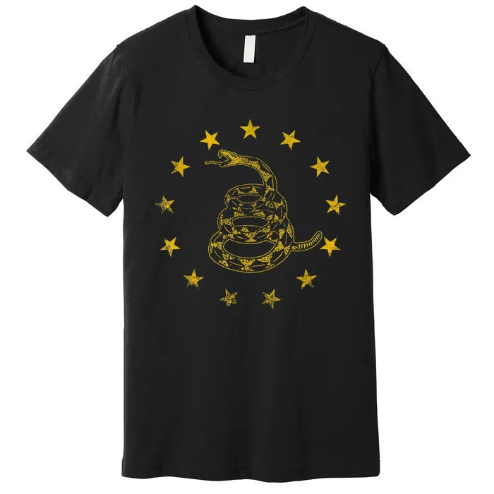 Vintage Gadsden Flag Snake Betsy Ross Flag 13 Stars Premium T-Shirt