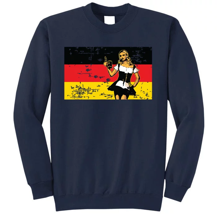 Vintage German Flag Beer Girl Octoberfest Tall Sweatshirt