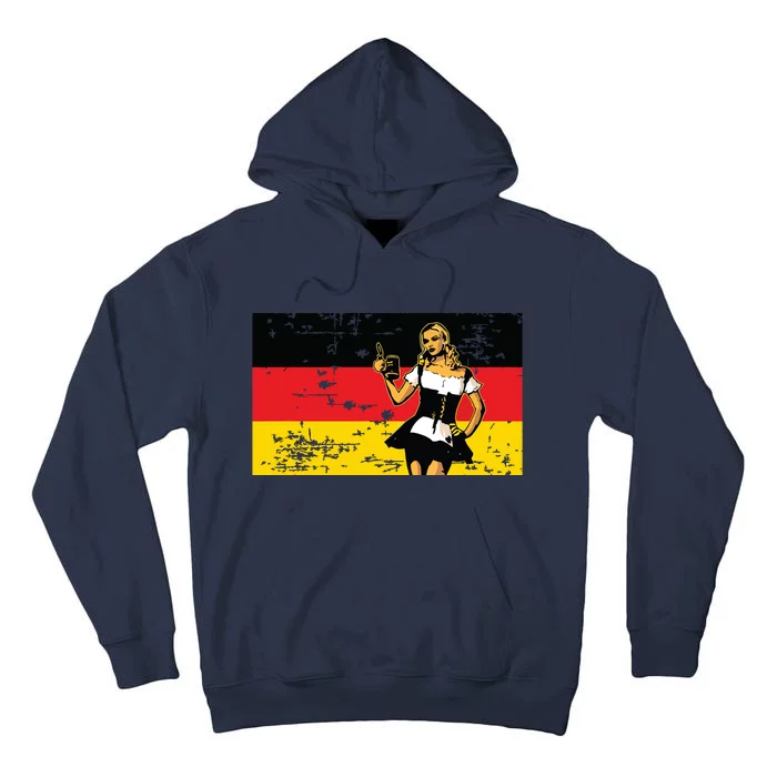 Vintage German Flag Beer Girl Octoberfest Tall Hoodie