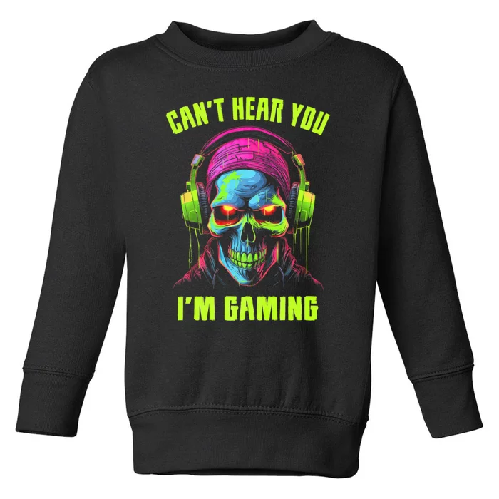 Video Gaming Funny Skull Toddler Sweatshirt