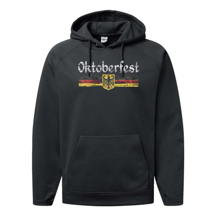 Vintage German Flag Oktoberfest German Beer Performance Fleece Hoodie