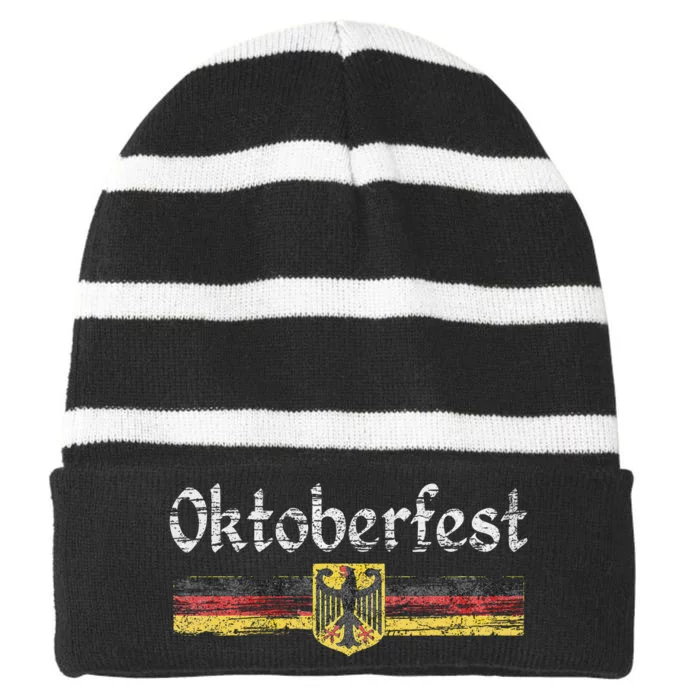 Vintage German Flag Oktoberfest German Beer Striped Beanie with Solid Band