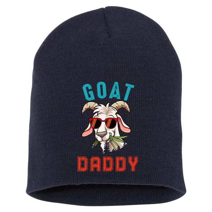 Vintage Goat Funny Daddy Cute Goat Sunglasses Farmer Family Short Acrylic Beanie