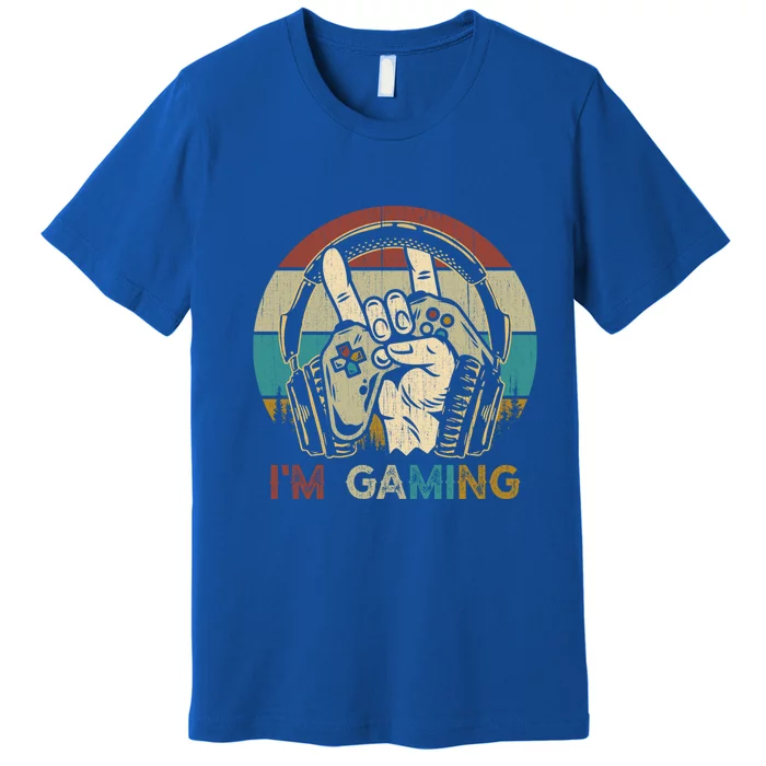 Vintage Gamer Funny Headset Can't Hear You I'm Gaming Gift Premium T-Shirt