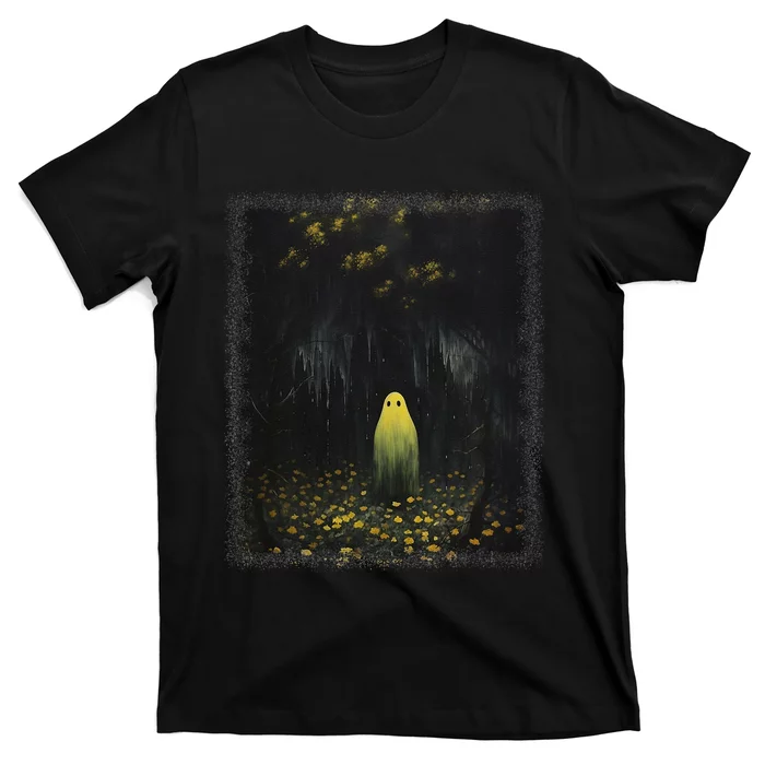 Vintage Gothic Floral Ghost Halloween Ghost In The Forest T-Shirt