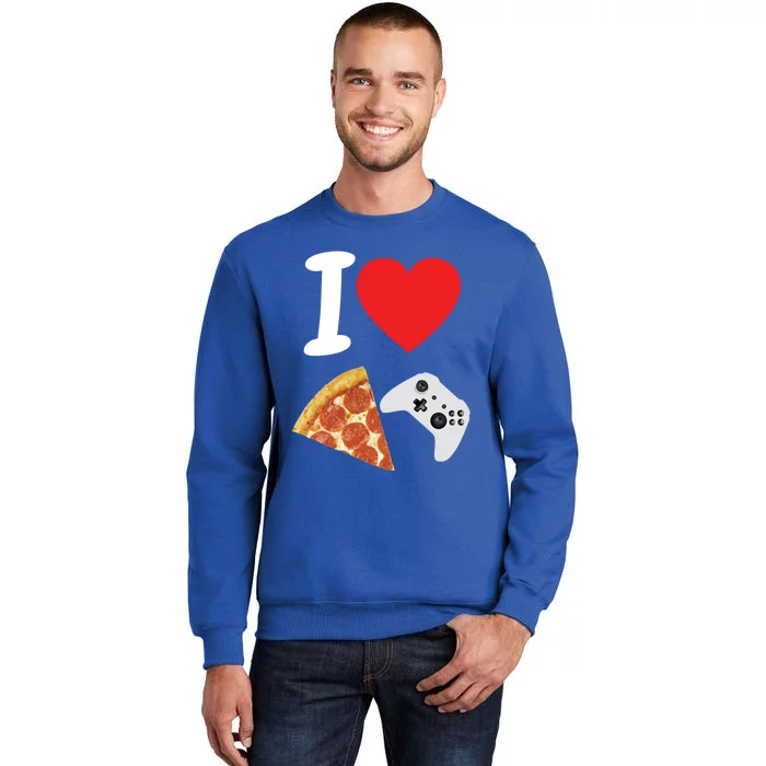 Video Games Gamer Love Pizza Cheese Boys Slice Controller Cute Gift Tall Sweatshirt