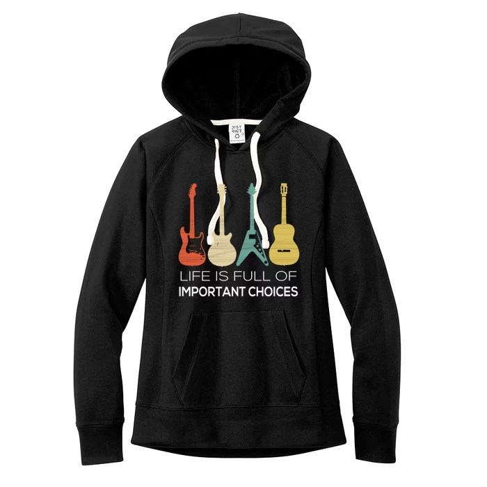 Vintage Guitar Gift Electric And Acoustic Women's Fleece Hoodie