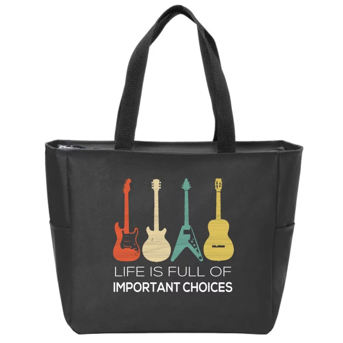 Vintage Guitar Gift Electric And Acoustic Zip Tote Bag