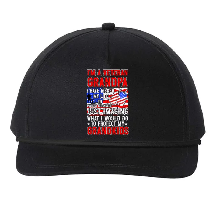 Veteran Grandpa Grandkids Snapback Five-Panel Rope Hat