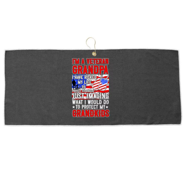 Veteran Grandpa Grandkids Large Microfiber Waffle Golf Towel