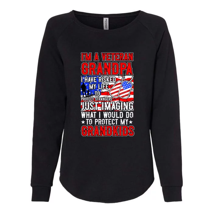 Veteran Grandpa Grandkids Womens California Wash Sweatshirt