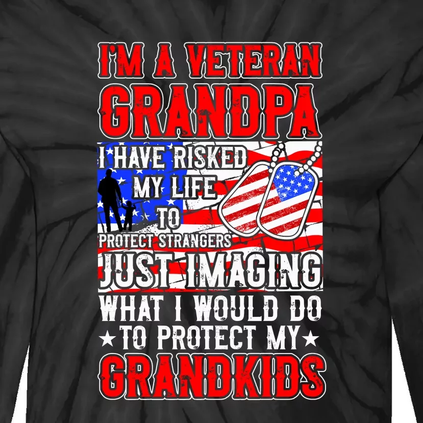 Veteran Grandpa Grandkids Tie-Dye Long Sleeve Shirt