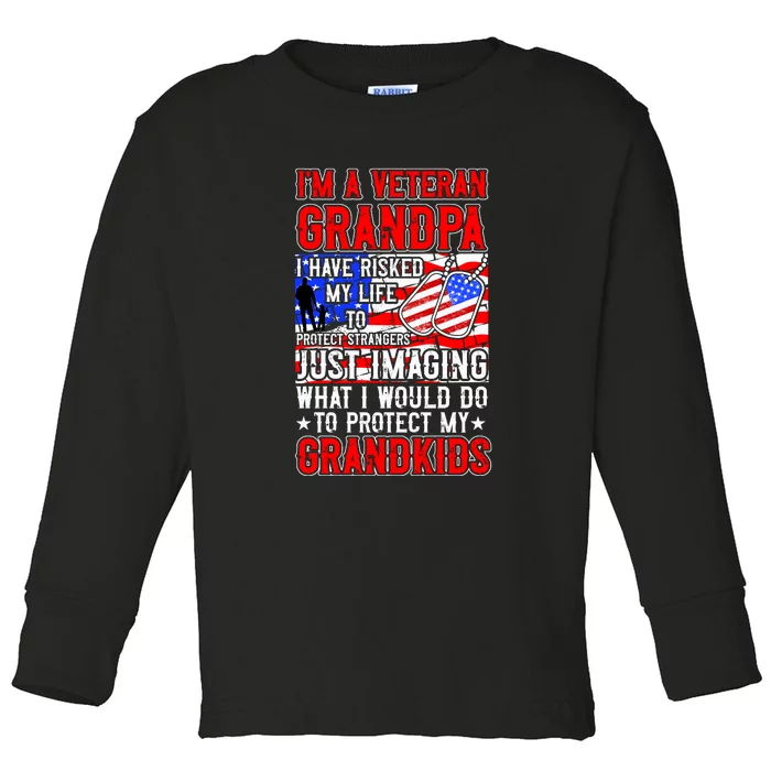 Veteran Grandpa Grandkids Toddler Long Sleeve Shirt