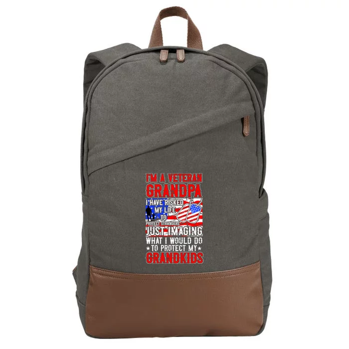 Veteran Grandpa Grandkids Cotton Canvas Backpack