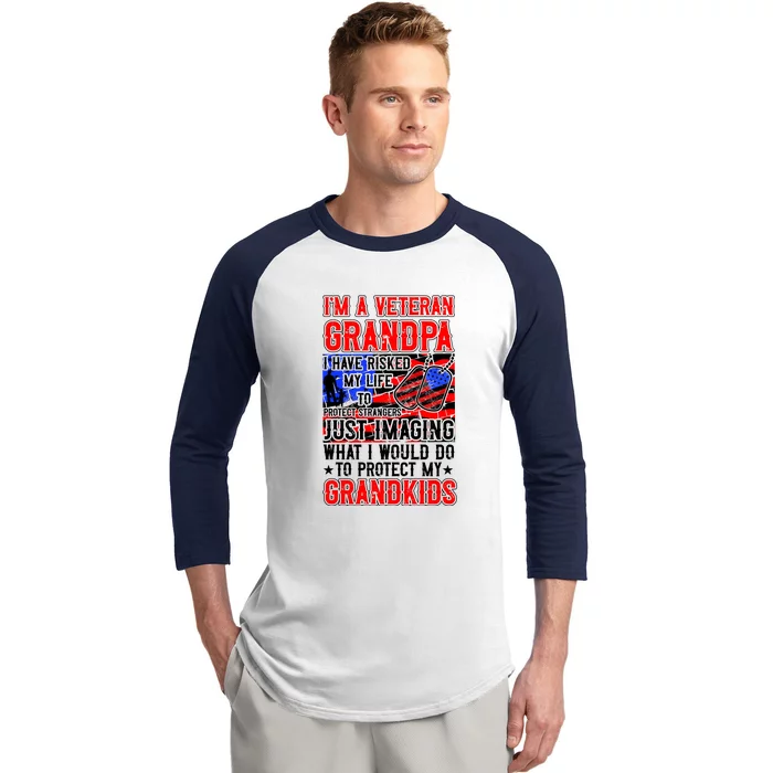 Veteran Grandpa Grandkids Baseball Sleeve Shirt