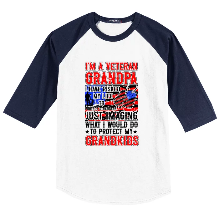 Veteran Grandpa Grandkids Baseball Sleeve Shirt