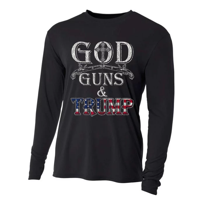 Vintage God Guns And Trump 2nd Amendment Cooling Performance Long Sleeve Crew