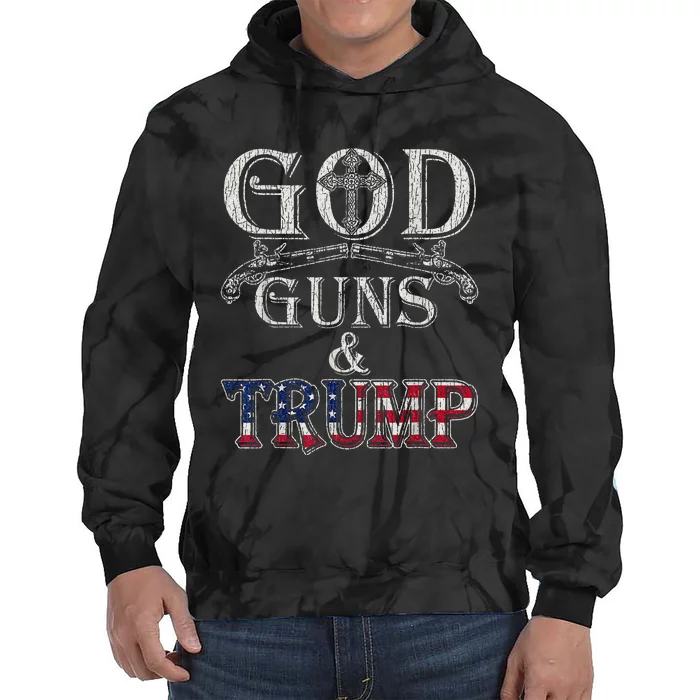 Vintage God Guns And Trump 2nd Amendment Tie Dye Hoodie