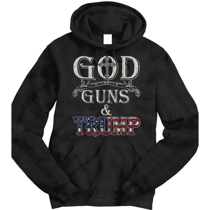 Vintage God Guns And Trump 2nd Amendment Tie Dye Hoodie