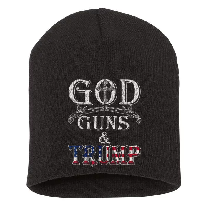 Vintage God Guns And Trump 2nd Amendment Short Acrylic Beanie