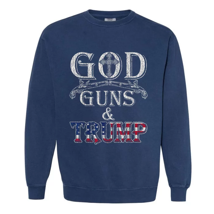 Vintage God Guns And Trump 2nd Amendment Garment-Dyed Sweatshirt