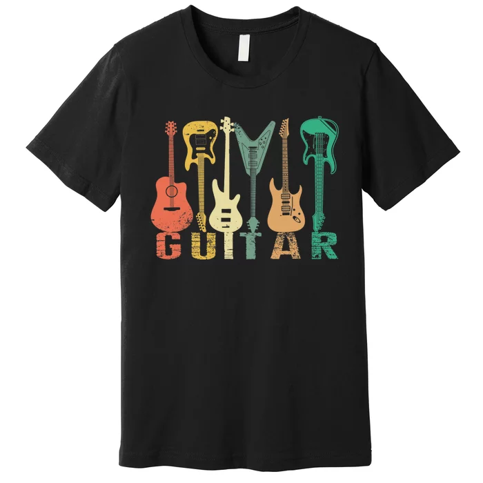 Vintage Guitar Gift Music Band Guitarist Stuff Premium T-Shirt