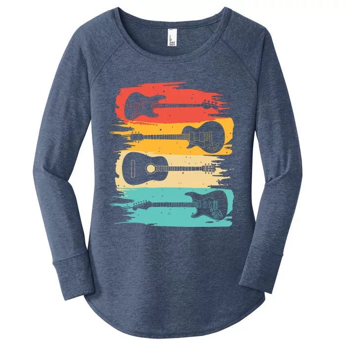 Vintage Guitar Gift For Men Women Music Band Guitarist Stuff Women's Perfect Tri Tunic Long Sleeve Shirt