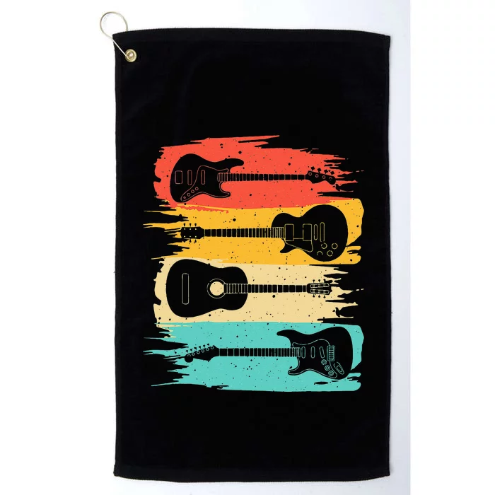 Vintage Guitar Gift For Men Women Music Band Guitarist Stuff Platinum Collection Golf Towel