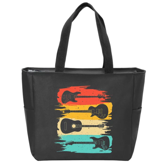 Vintage Guitar Gift For Men Women Music Band Guitarist Stuff Zip Tote Bag