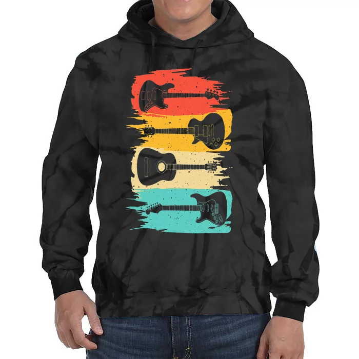 Vintage Guitar Gift For Men Women Music Band Guitarist Stuff Tie Dye Hoodie