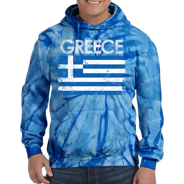 Vintage Greece Greek Flag Pride Gift Tie Dye Hoodie