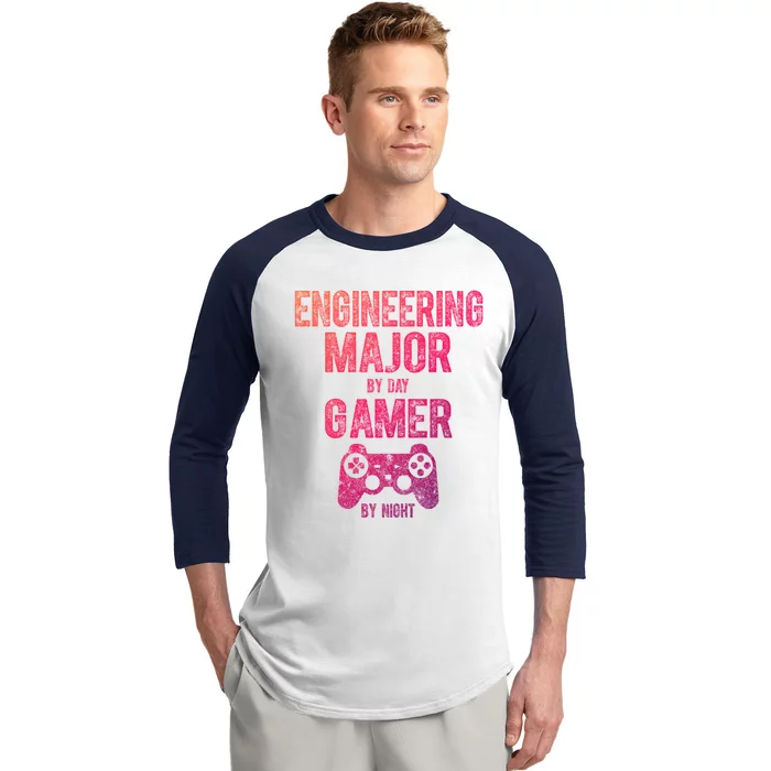 Video Gamer Gift Engineering Major By Day Gamer By Night Gift Baseball Sleeve Shirt