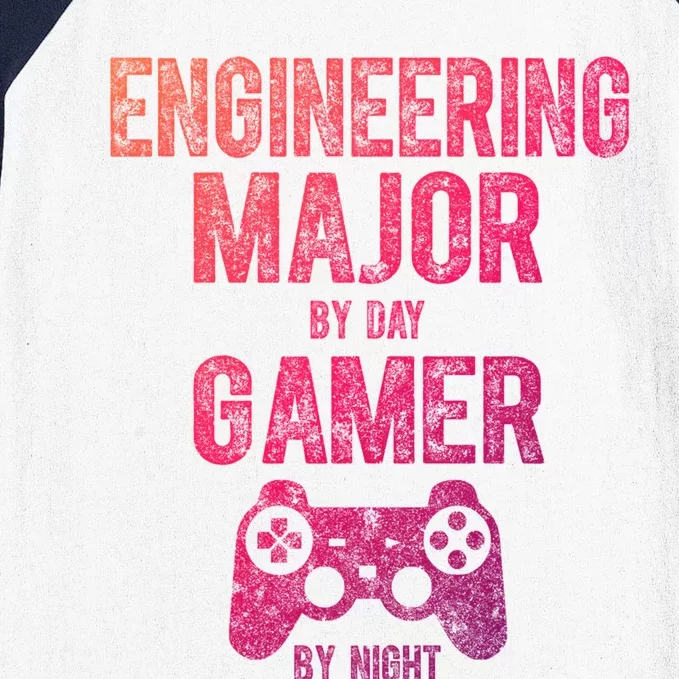 Video Gamer Gift Engineering Major By Day Gamer By Night Gift Baseball Sleeve Shirt