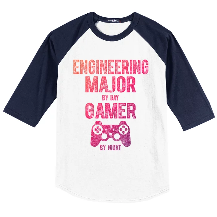 Video Gamer Gift Engineering Major By Day Gamer By Night Gift Baseball Sleeve Shirt