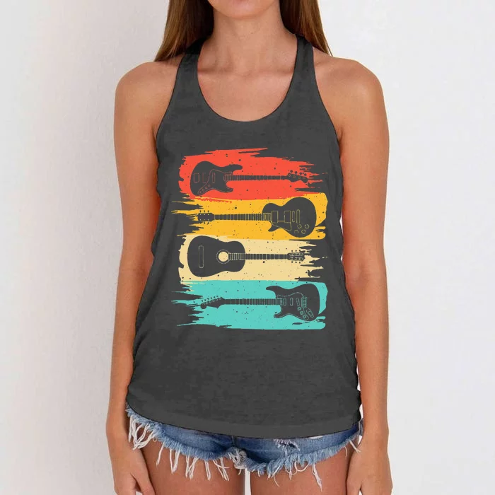 Vintage Guitar Gift For Men Women Music Band Guitarist Stuff Women's Knotted Racerback Tank