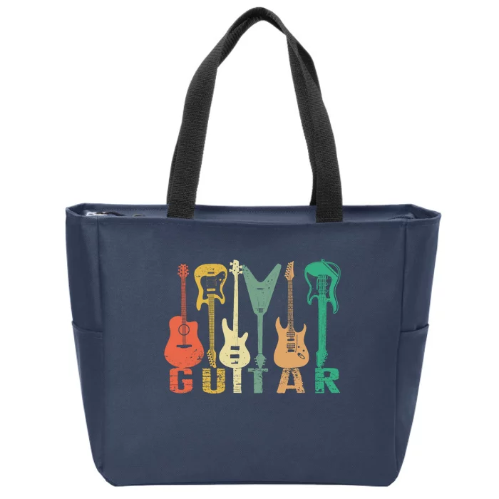 Vintage Guitar Gift For Music Band Guitarist Stuff Zip Tote Bag