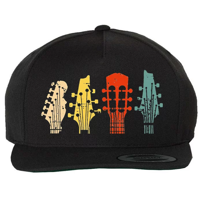 Vintage Guitar Gift For Women Music Band Guitarist Stuff Wool Snapback Cap